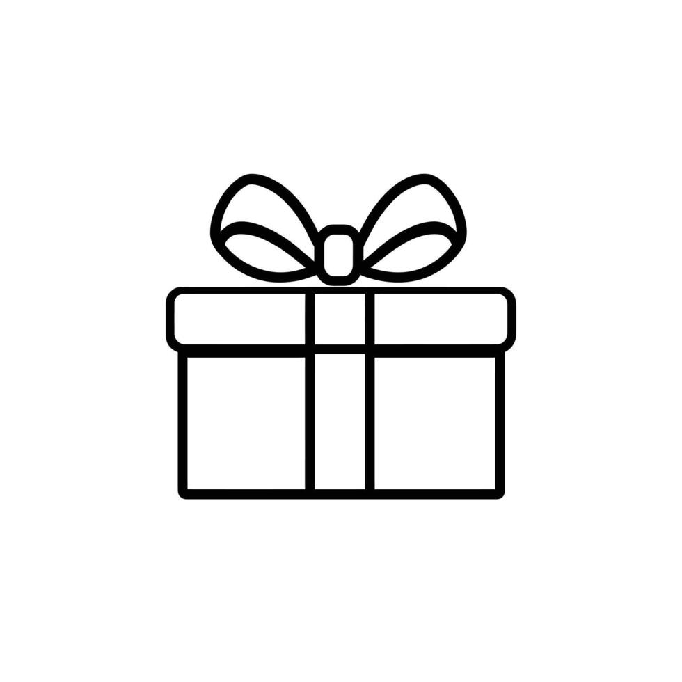 Minimalist Gift Box Present Outline with Bow for Celebrations vector