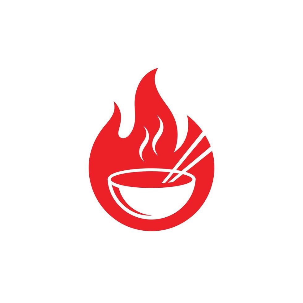 Red Flame Bowl with Chopsticks Logo vector