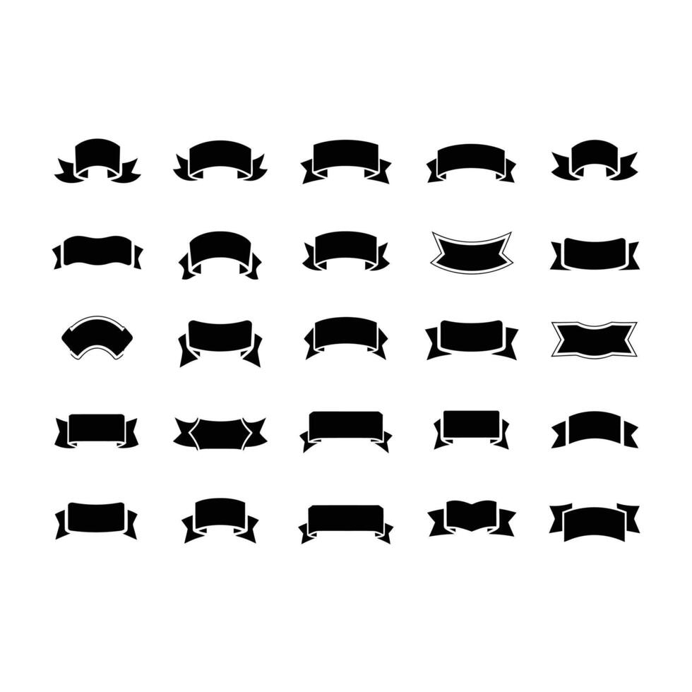 25 Black Ribbon Banner Designs set for Graphic Design and Branding vector