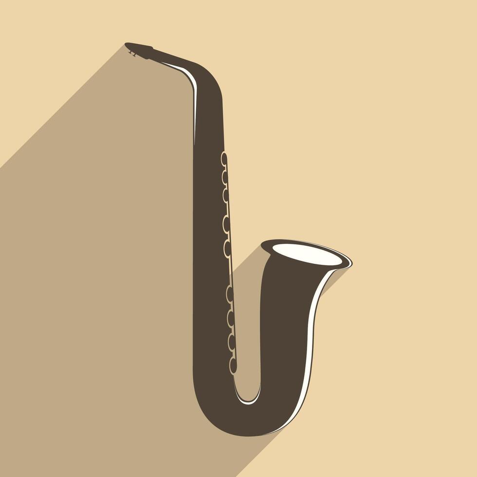 Saxophone icon, flat design vector