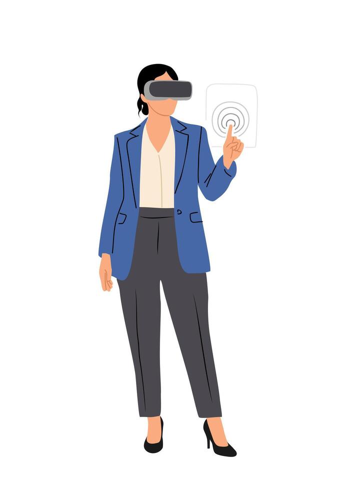 Businesswoman working with data in virtual reality vector