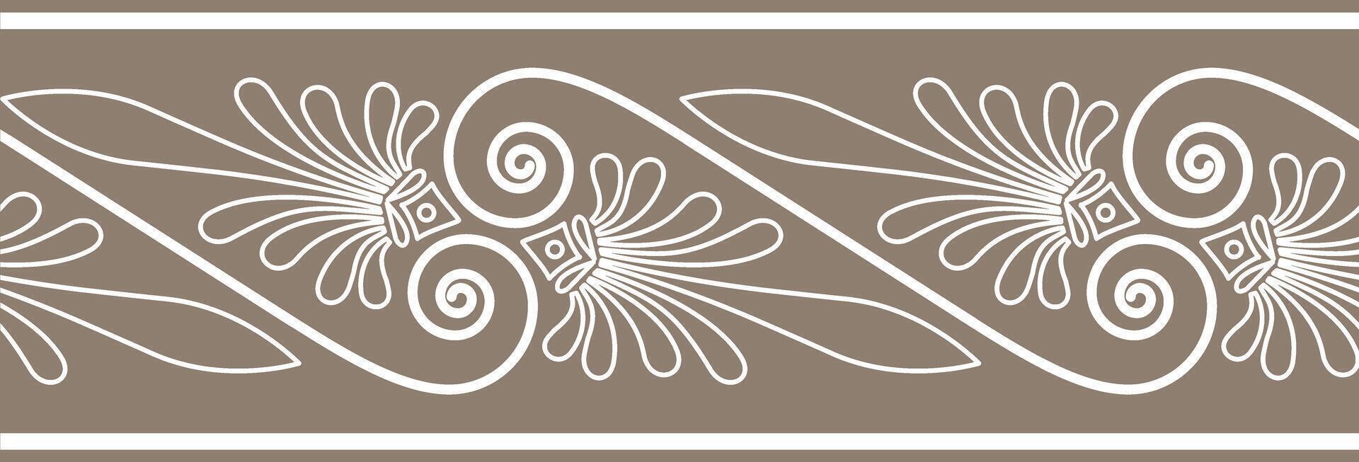 Golden at white seamless classic greek ornament. Endless European pattern. Ancient Greece, Roman Empire. Pattern for border, frame. Byzantine pattern of European palaces, textile, embroidery vector