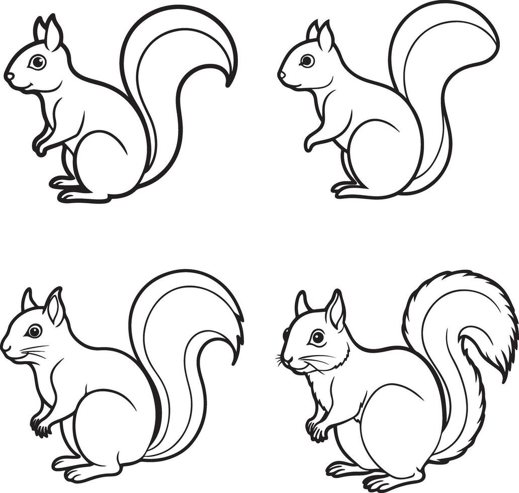 silhouette line art icon set vector