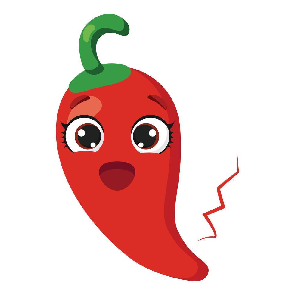 Bright red chili pepper character with surprised expression Perfect for food-themed designs, and healthy lifestyle projects vector