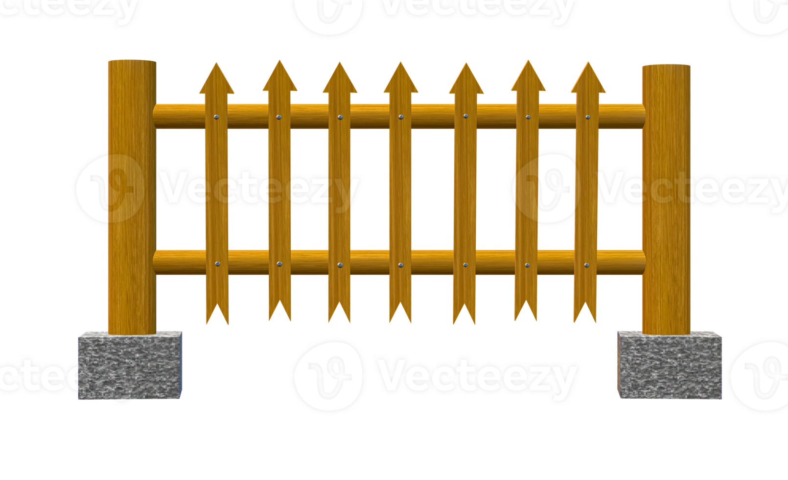 a wooden fence with a fence post Wooden fence can be isolated for a scene illustration. design and decoration Transparent background png