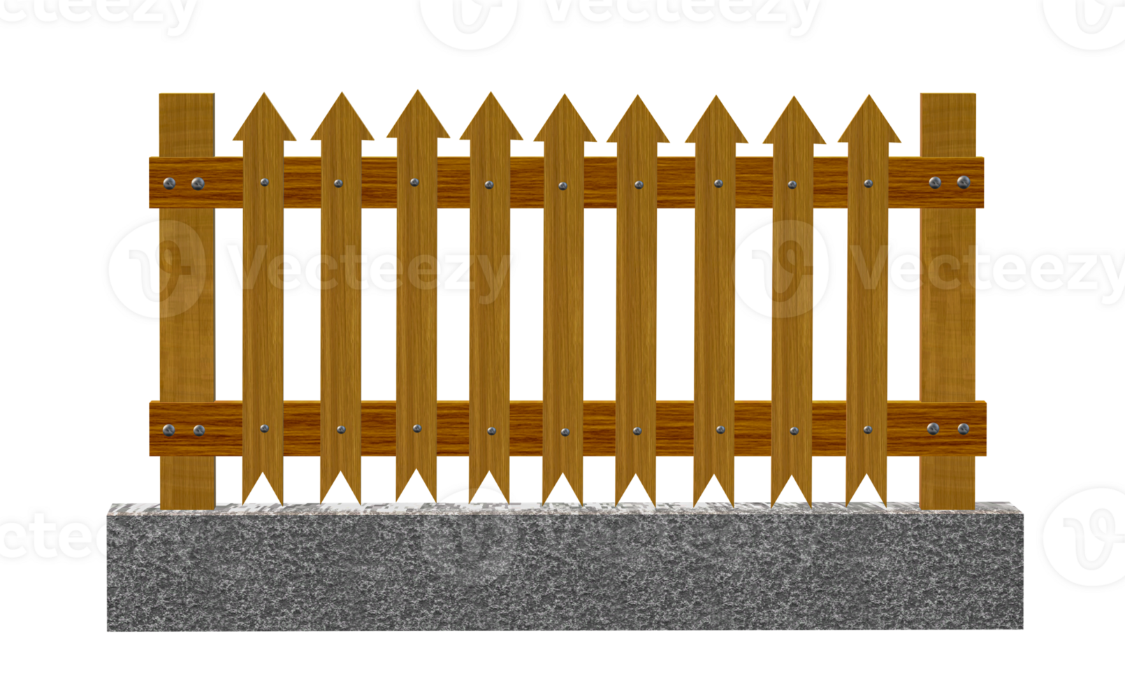 a wooden fence with a stone base and a wooden post png