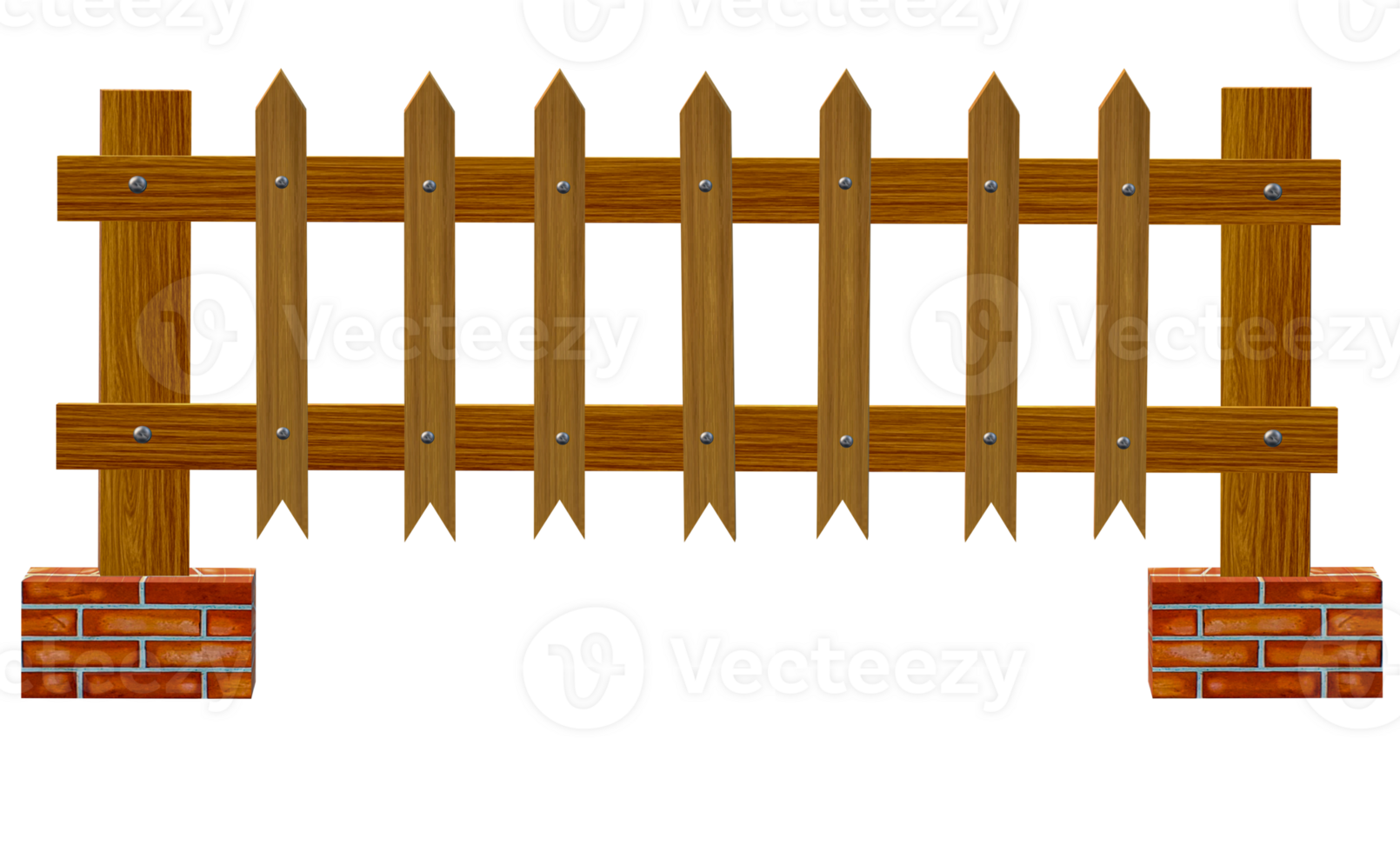 a wooden fence with brick wall Transparent background png