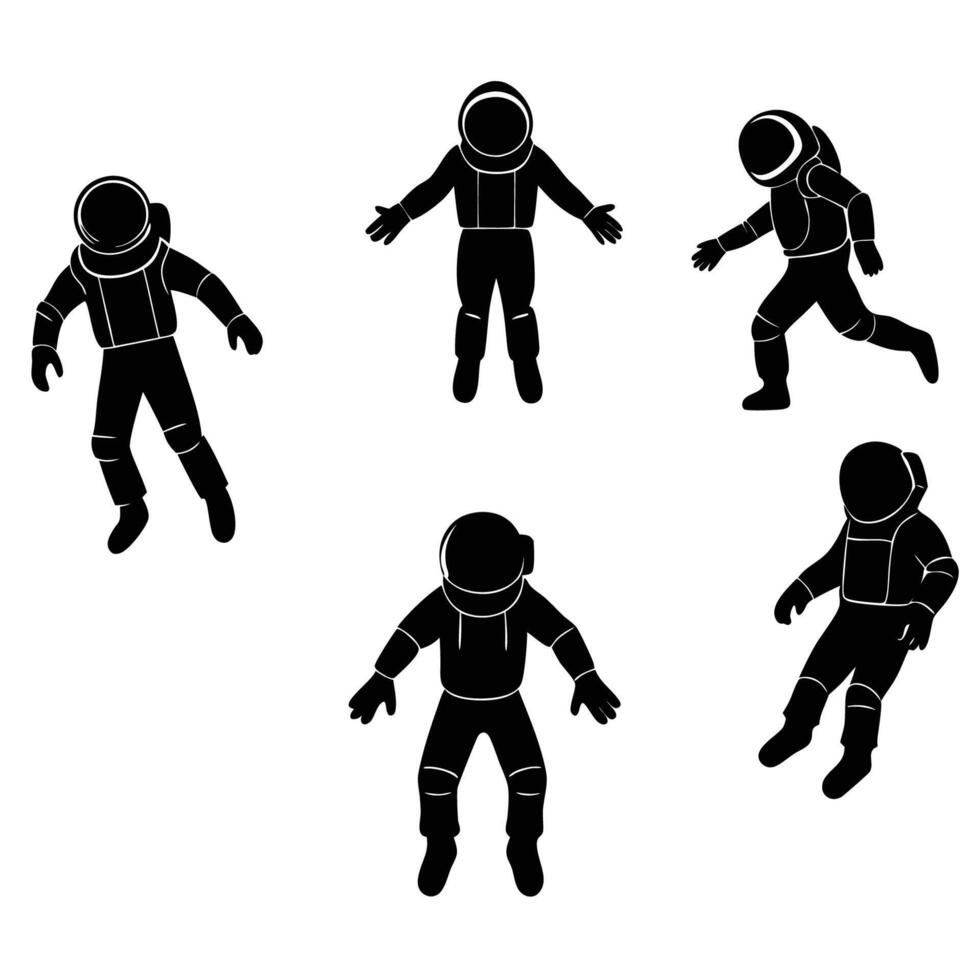Silhouette of Six Astronauts Ready for Space Exploration vector
