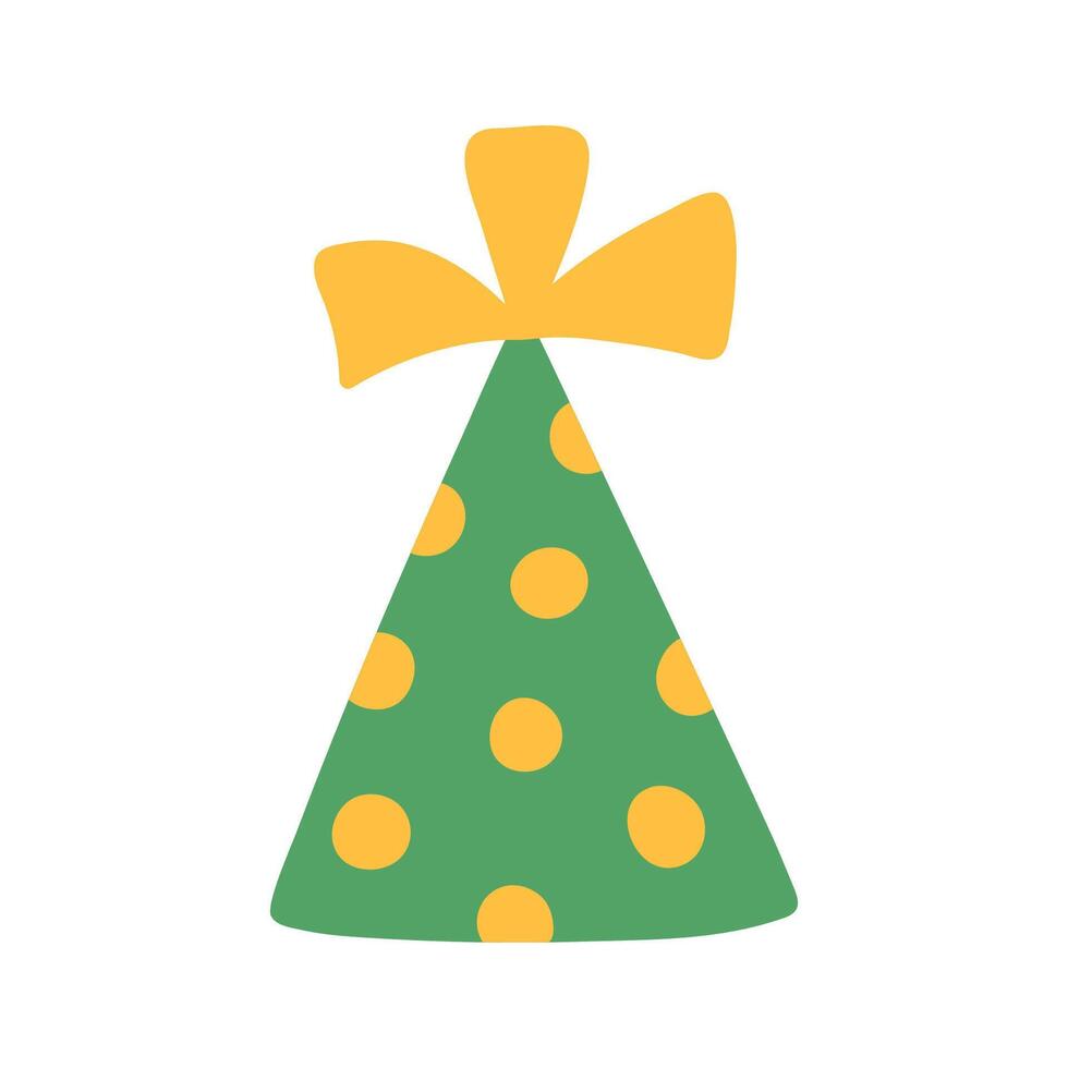 Birthday party hat isolated on white background. hand-drawn illustration in flat style. Perfect for decorations, holiday designs, cards, logo. vector