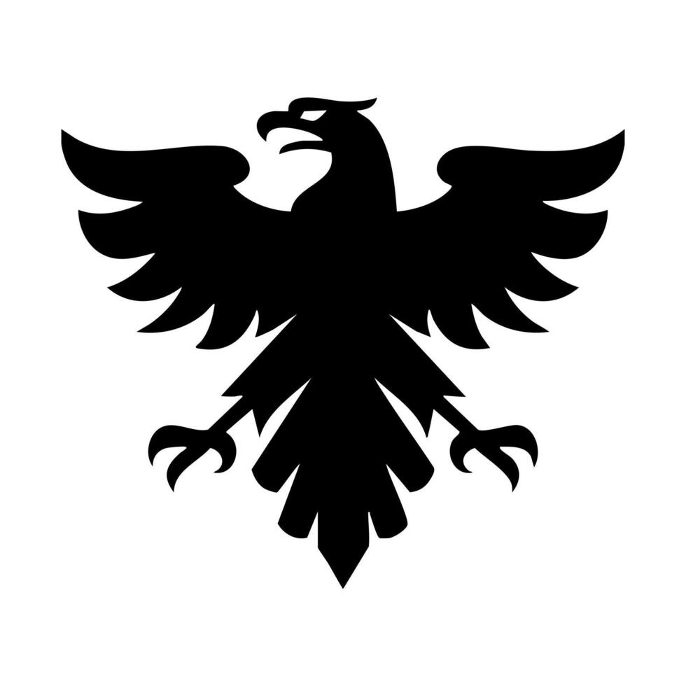 black eagle silhouettes with spread wings in bold minimalist heraldic and powerful symmetrical pose vector