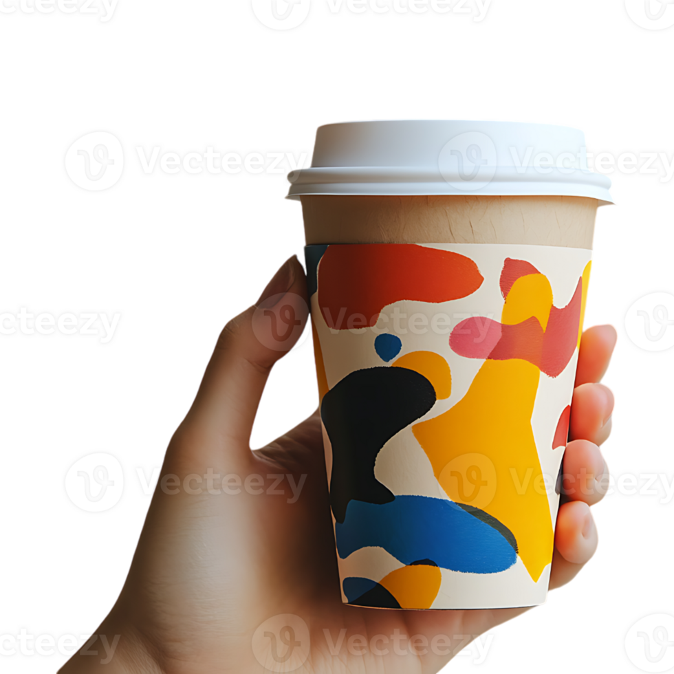 Hand holding coffee cup png