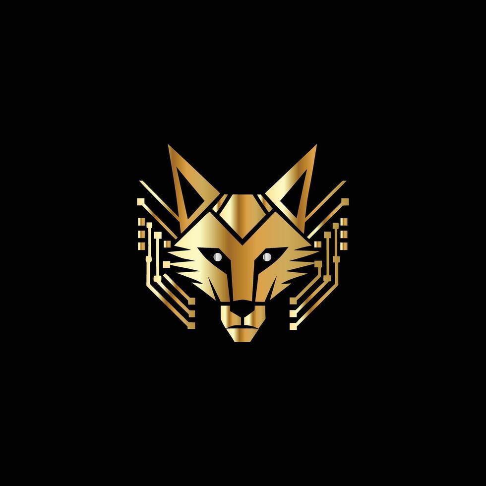 Technology Monogram design template Business sign identity label wolf head vector