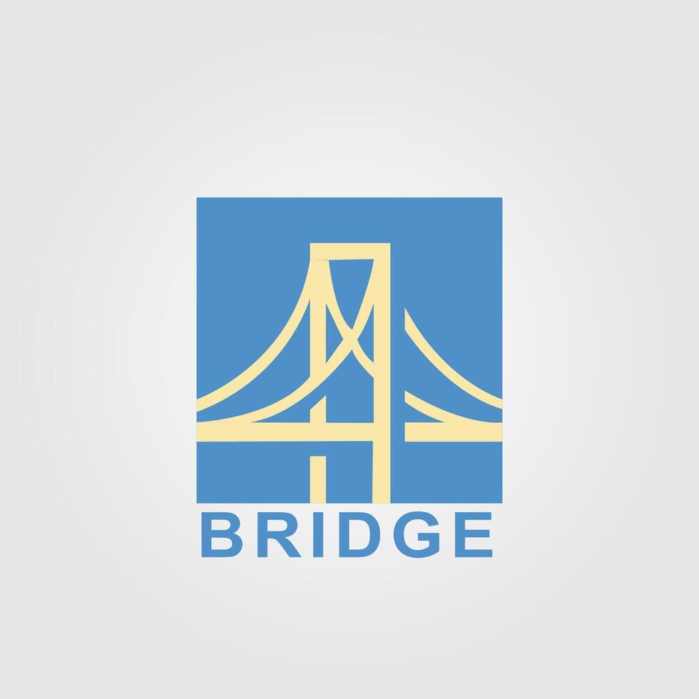 big bridge logo design with simple box frame vector