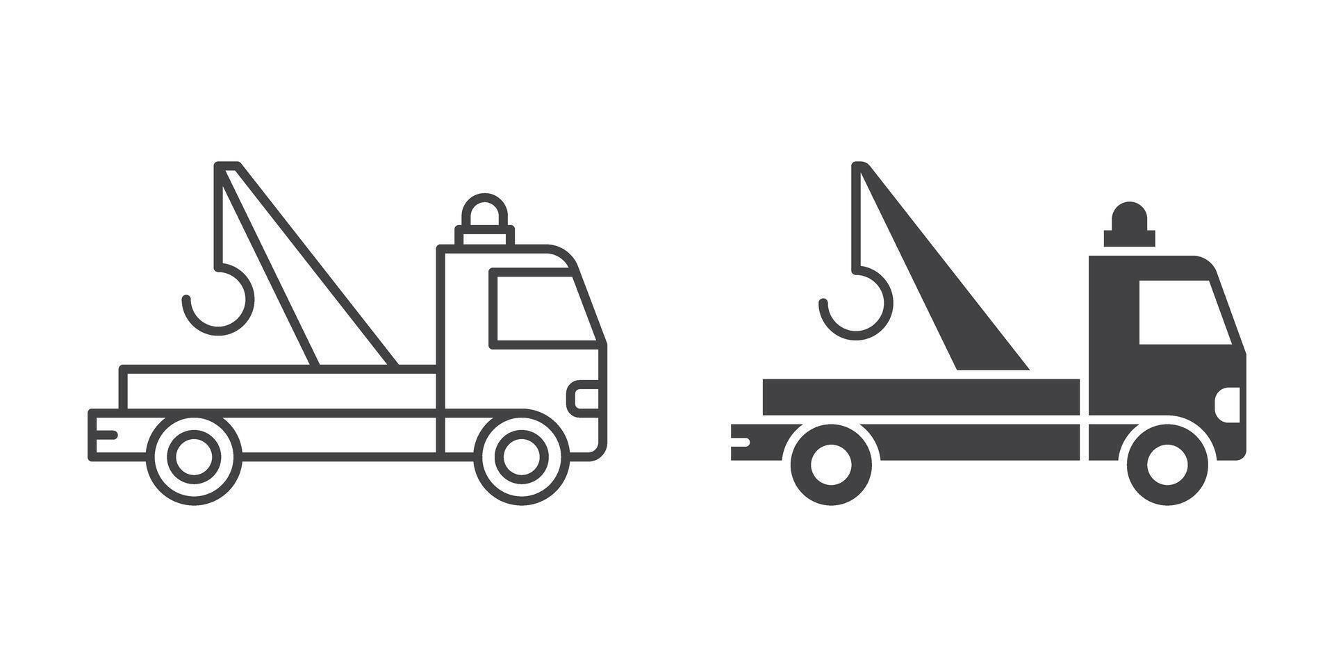 Tow truck icon, line icon, black and white illustration vector