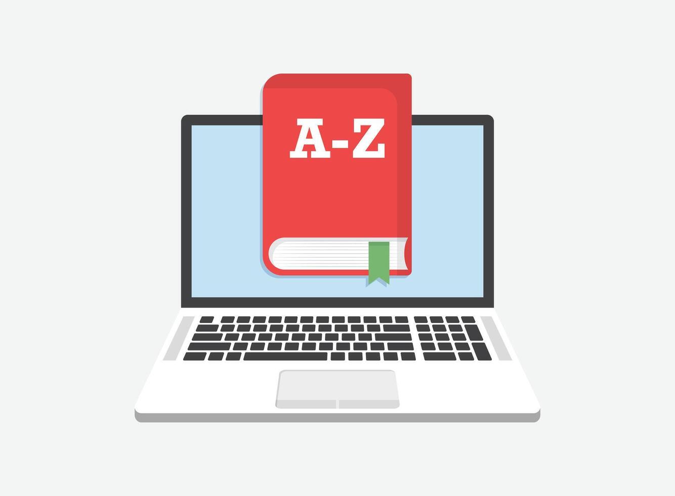 Laptop with a book and a z on the screen vector