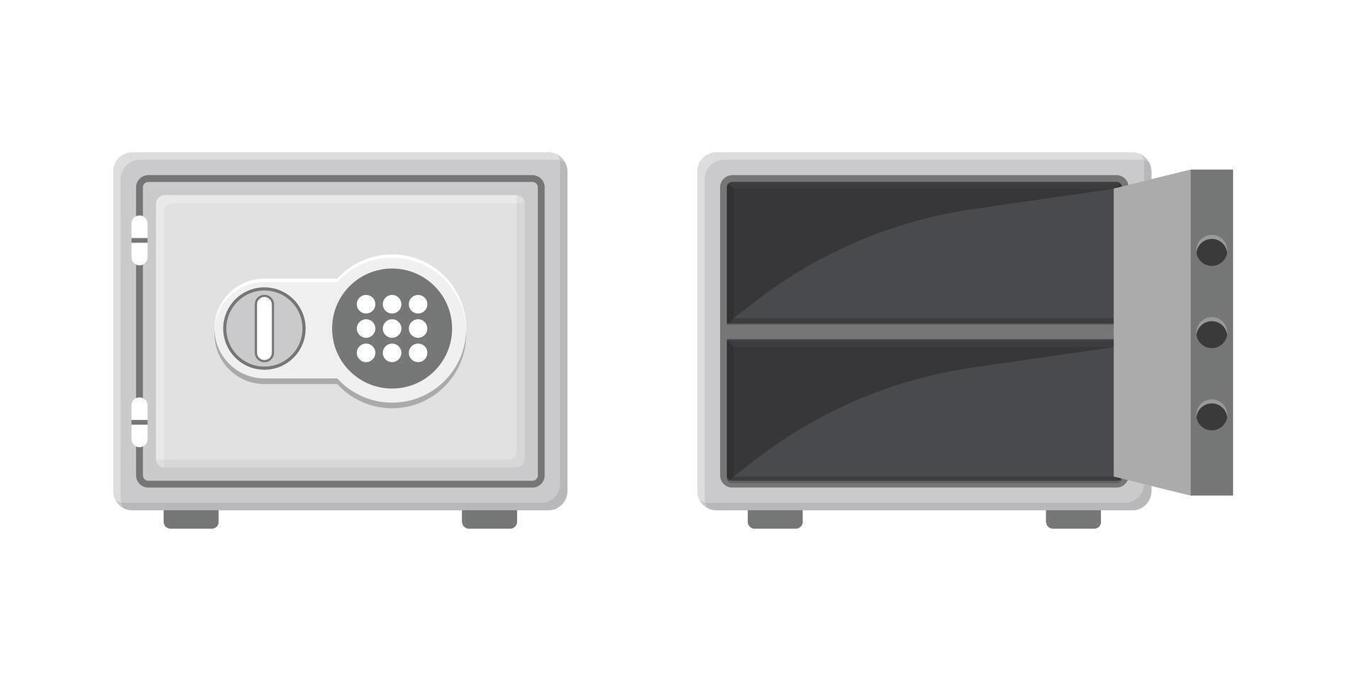 Two open safes with keys on the top vector
