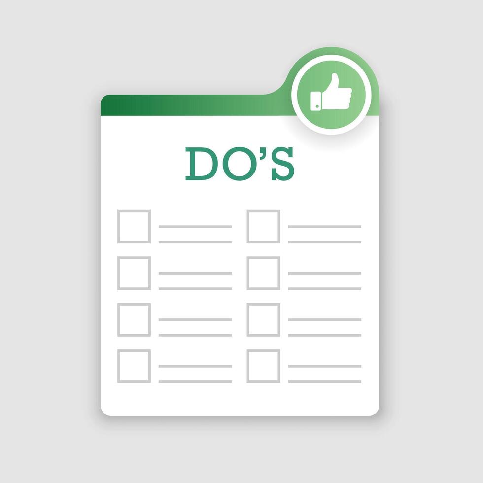 Do's and don'ts checklist vector