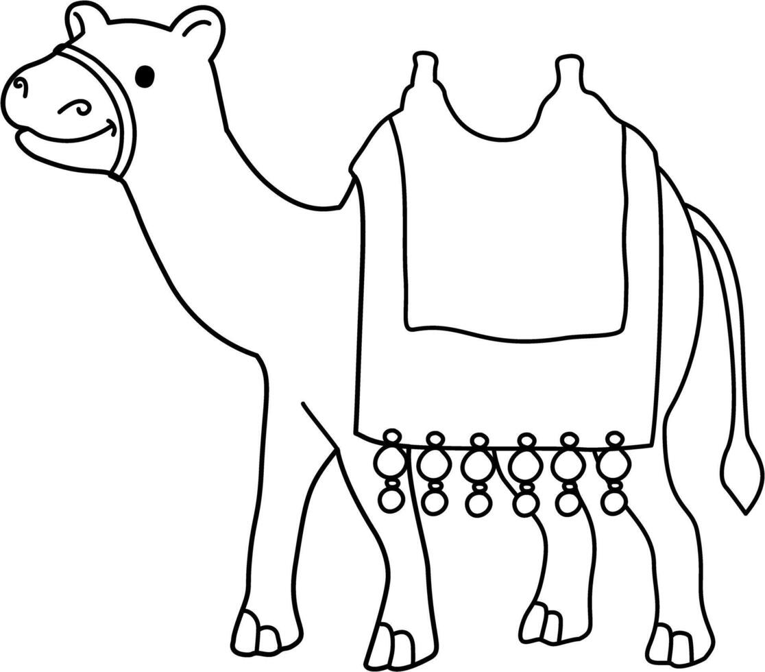 Baby Camel Walk Left Coloring Book vector