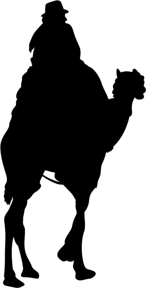 Person ride camel silhouette vector