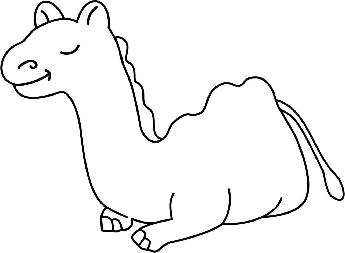 Line Art Baby Camel Sit vector