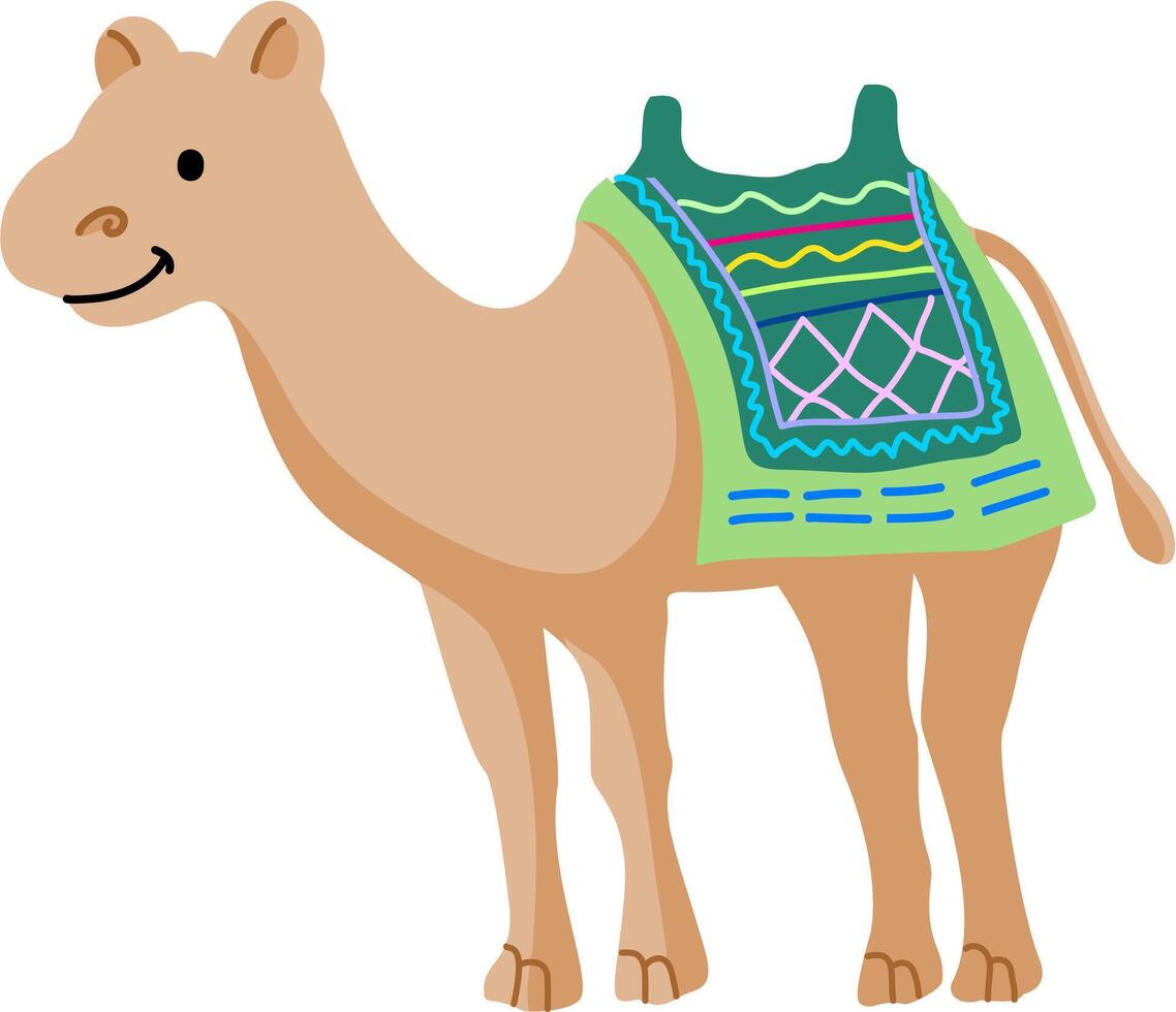 Baby Camel with Green Pattern Color vector