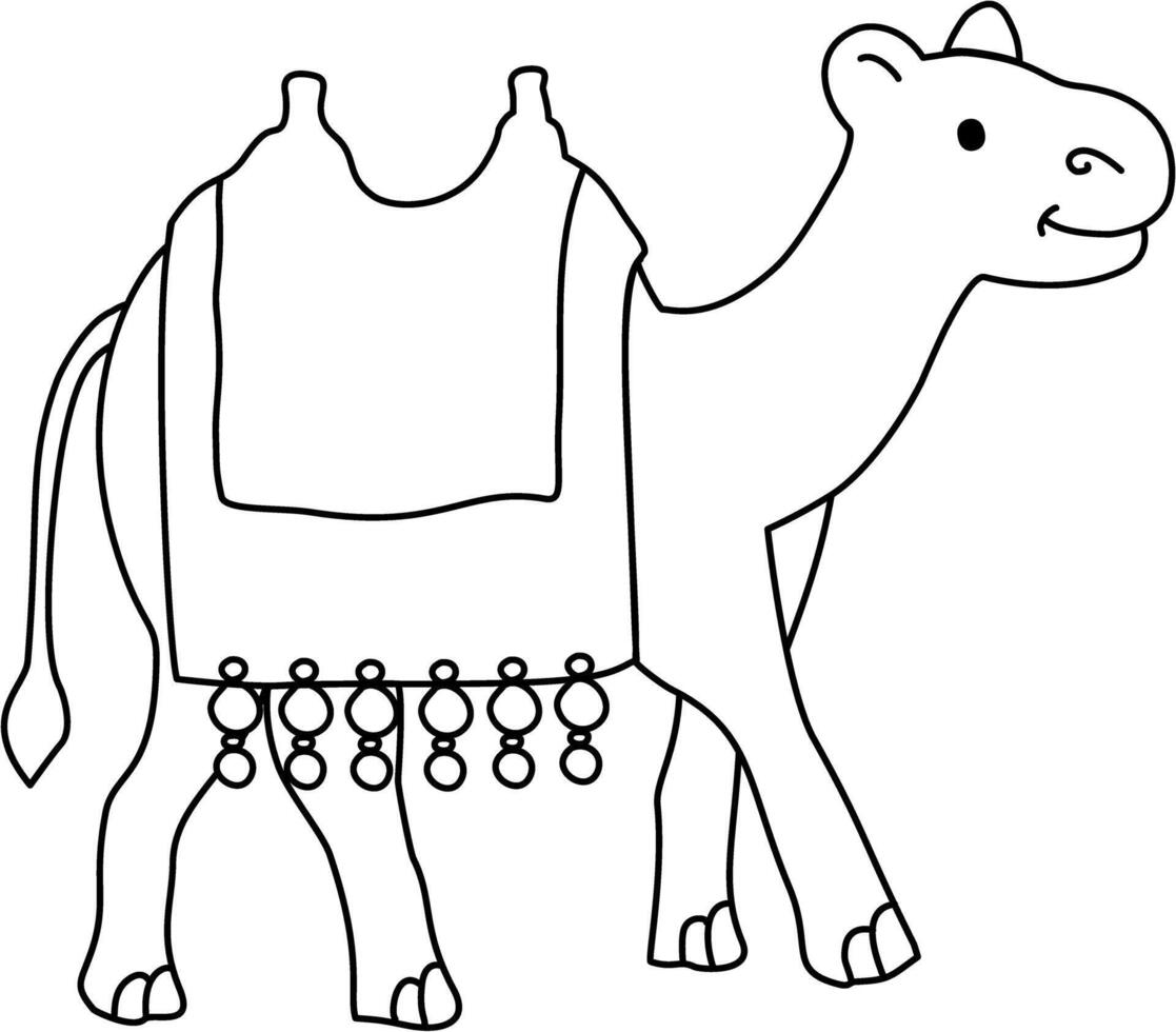 Line art baby camel walk vector