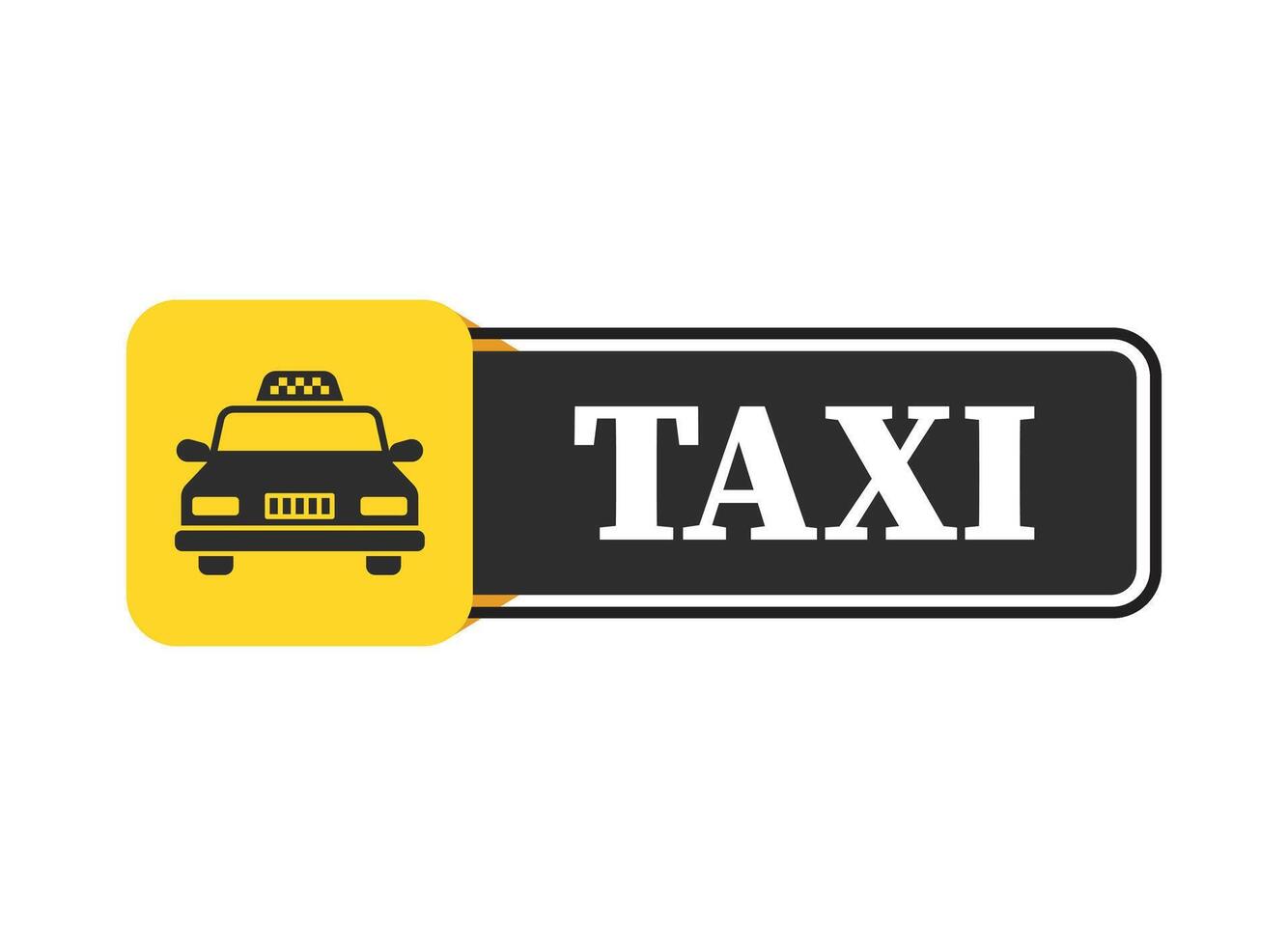 A taxi sign with a yellow cab and a black sign vector