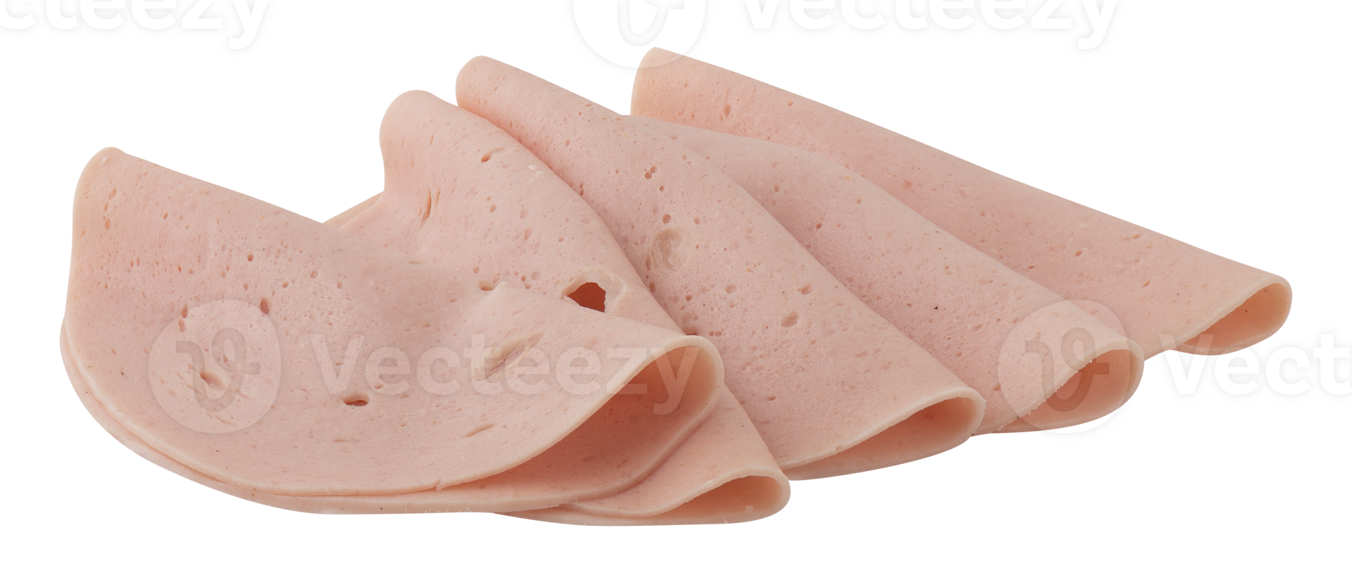 Bologna ham folded in half and stacked cut out isolated transparent background png