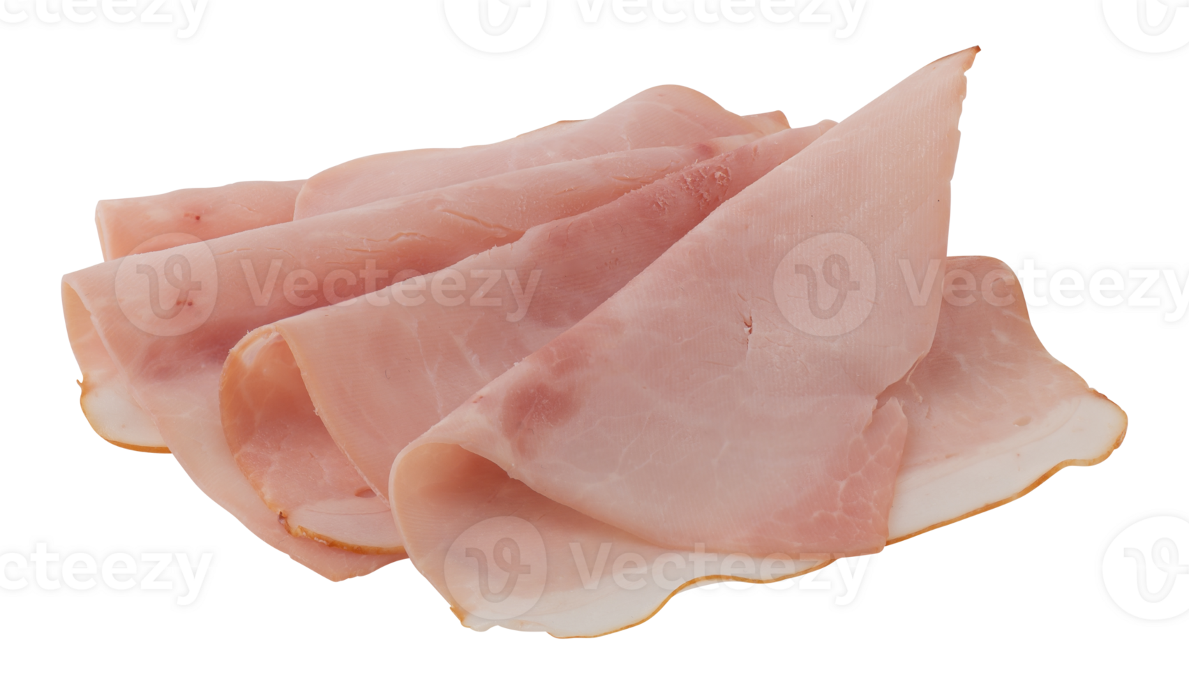 ham is folded in half and stacked like flower petals cut out isolated transparent background png