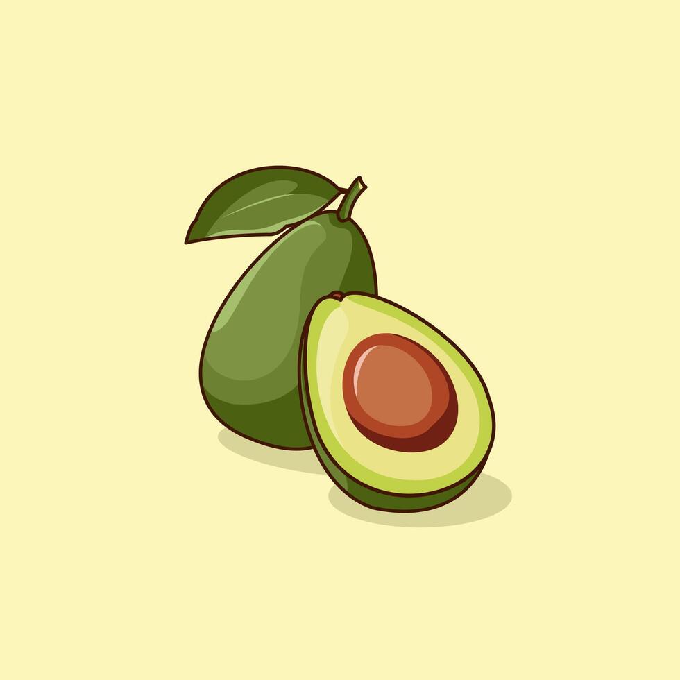 Sliced avocado fruit, illustration vector