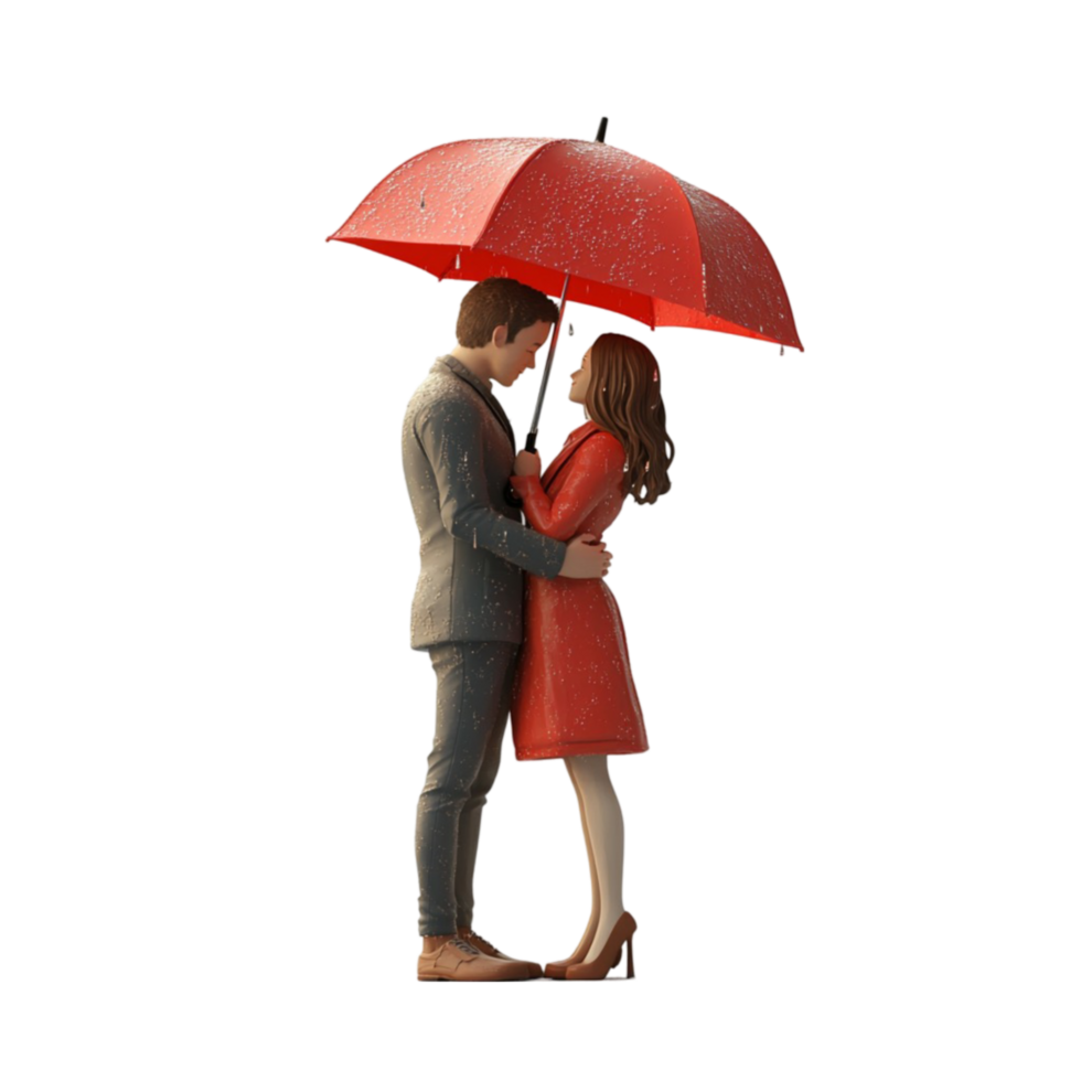 Romantic Couple Kissing Under Umbrella png