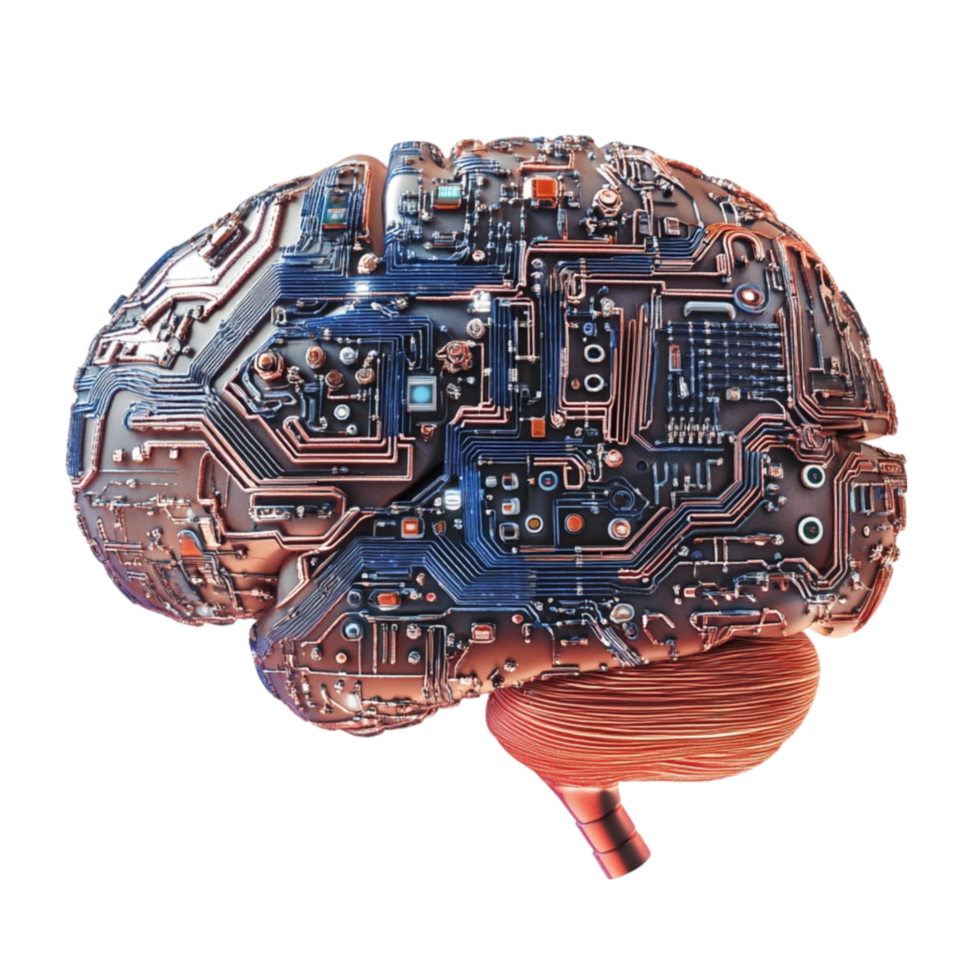 Futuristic Brain with Circuit Boards Artificial Intelligence and Technology Concept png