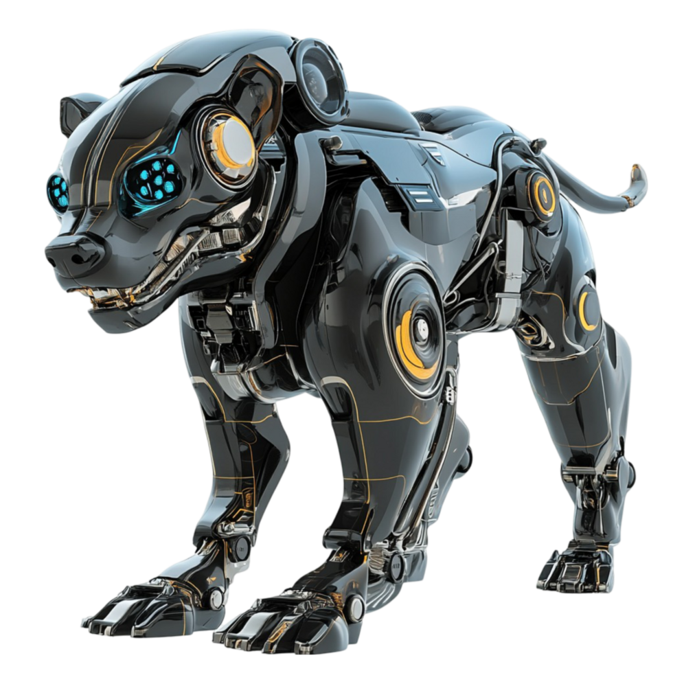 A robot dog with glowing eyes png