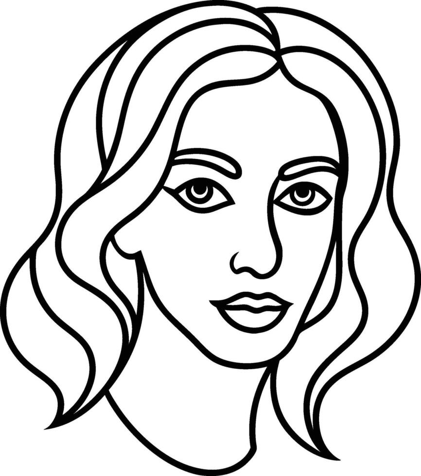 Minimalist Abstract Female Face Profile Line Art for Modern Decor vector