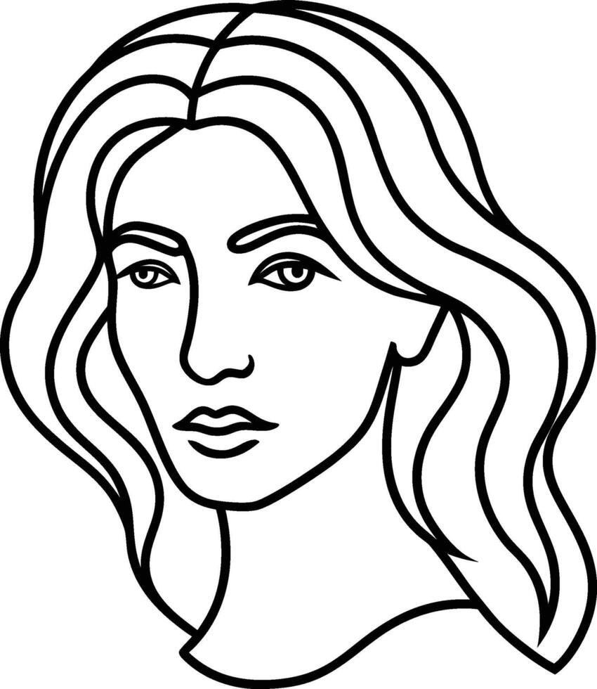 Minimalist Abstract Female Face Line Art Elegant One Line Profile Drawing vector