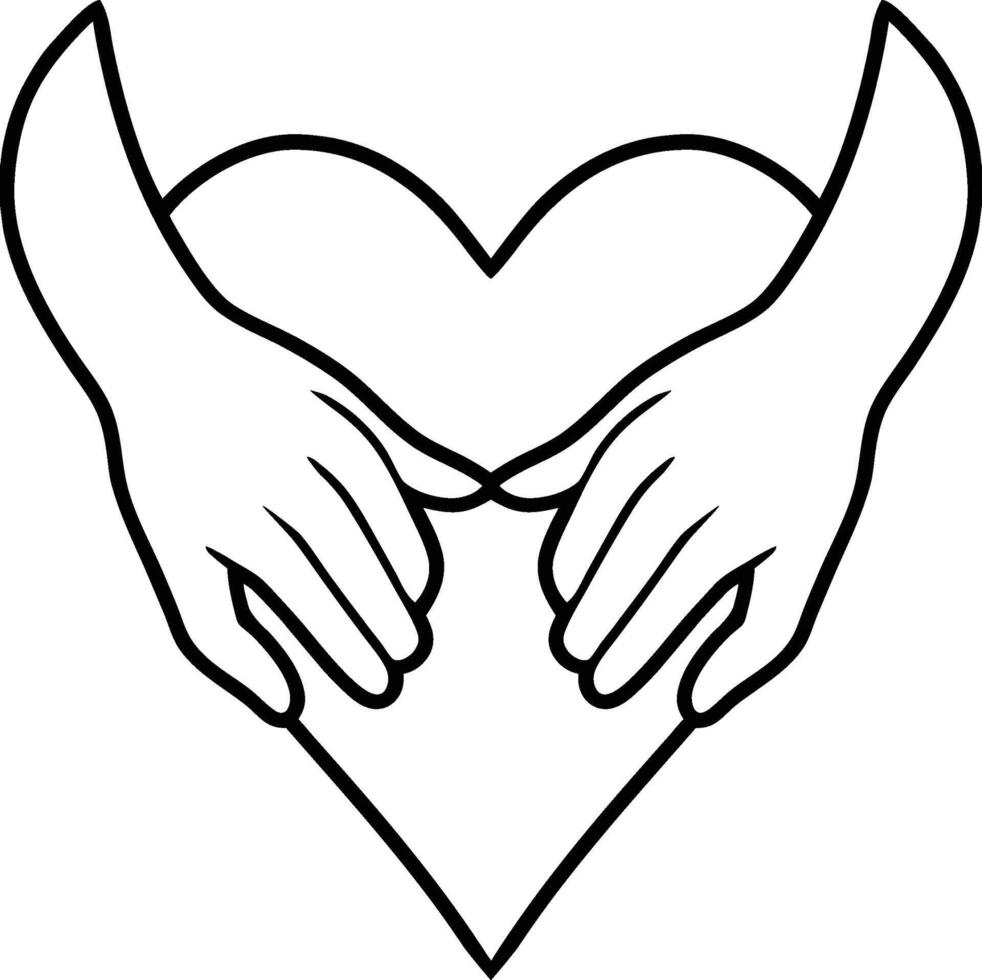 Holding Hands Line Art Love and Connection Silhouette vector
