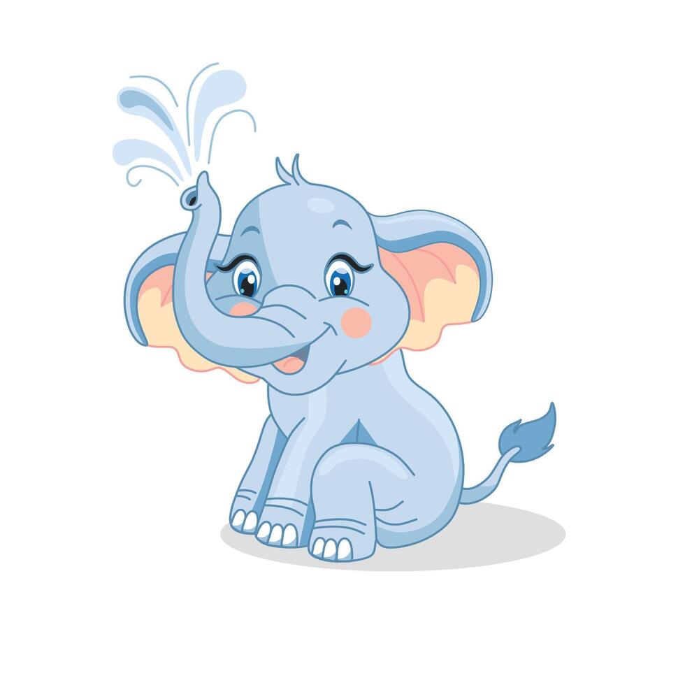 Cartoon cute baby elephant sitting on white background vector
