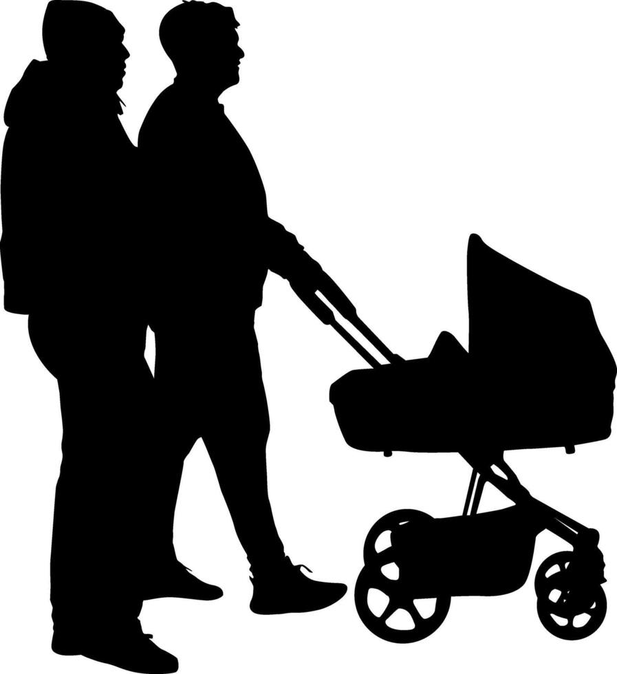 Silhouette on a white background of a parents and children on a walk vector