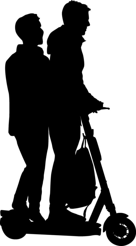 Silhouette on a white background of a people in two on electric scooter vector