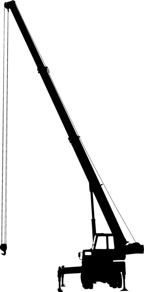 Silhouette on a white background of aerial platform or crane on vehicle. vector