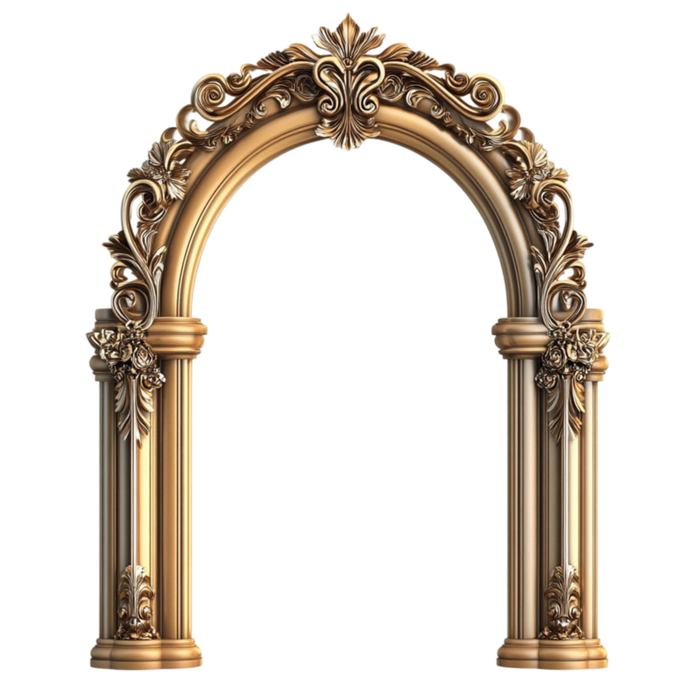 An ornate arch with gold trim png