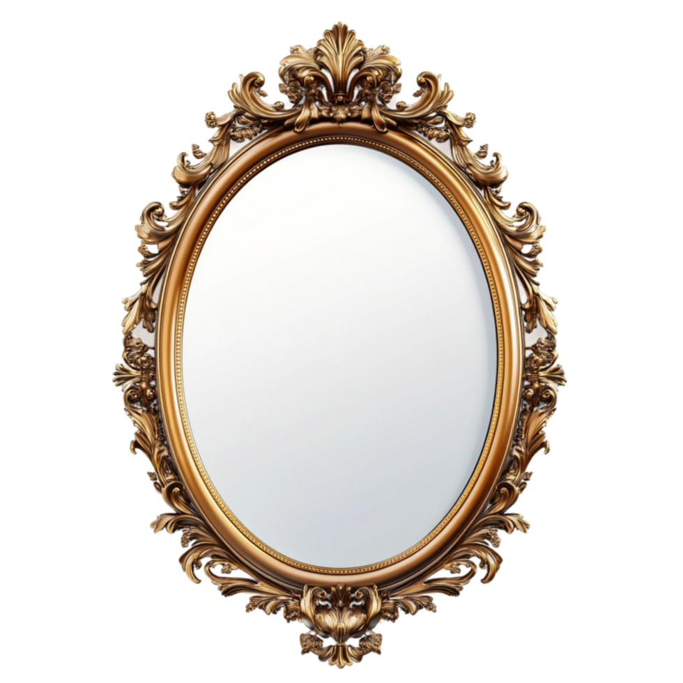 Golden oval mirror isolated png