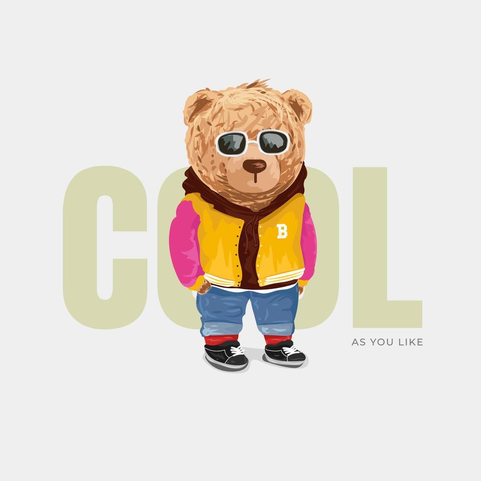 Cute bear in streetwear style illustration vector