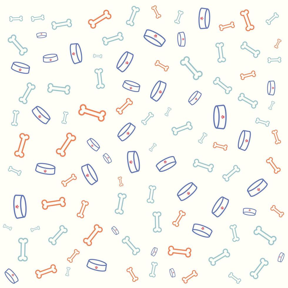 Flat design pattern featuring cute dog elements in a playful and modern style, perfect for pet-themed products, fabric designs, wrapping paper, and creative backgrounds. vector