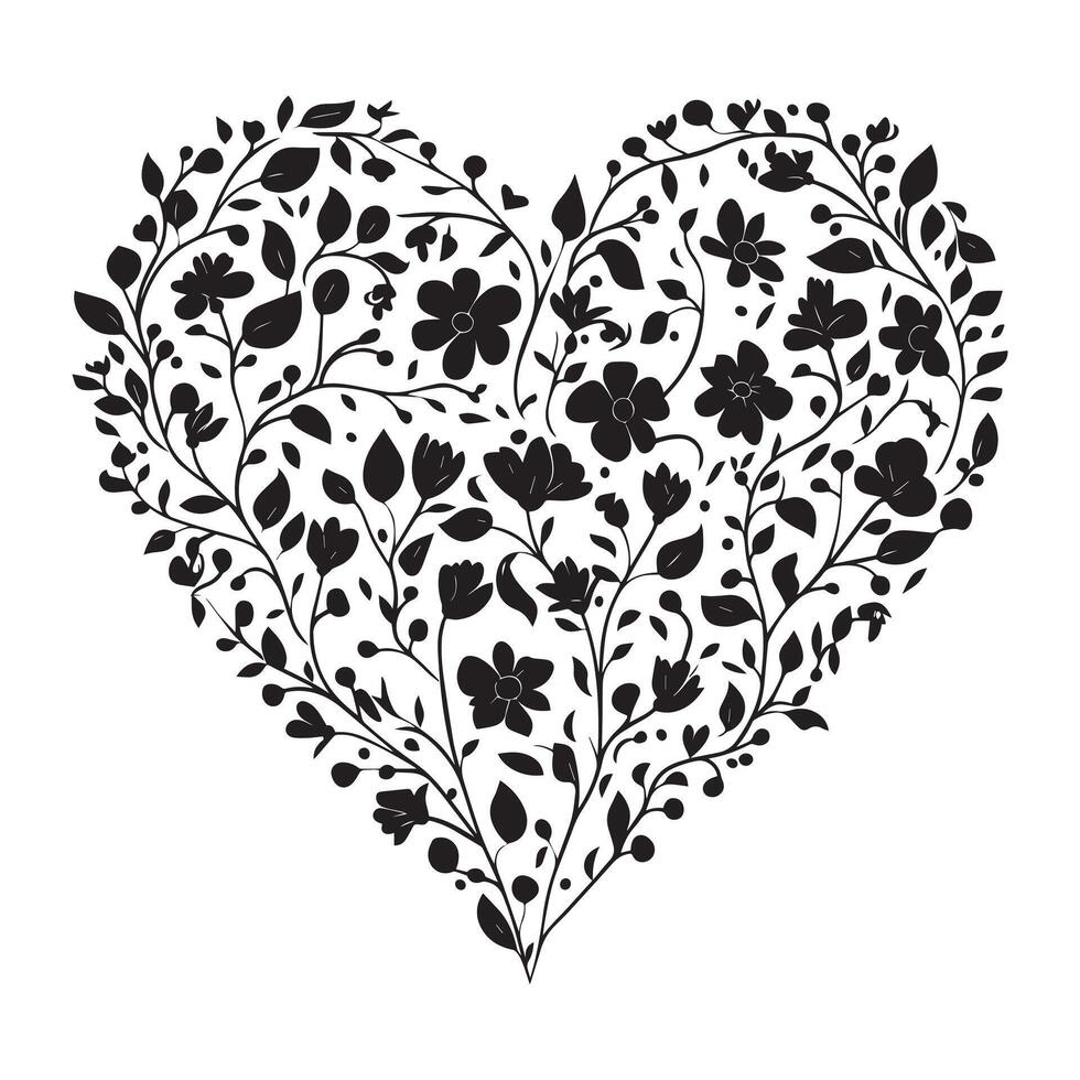 Sublimation Heart Design with Floral and Leaf Touch vector