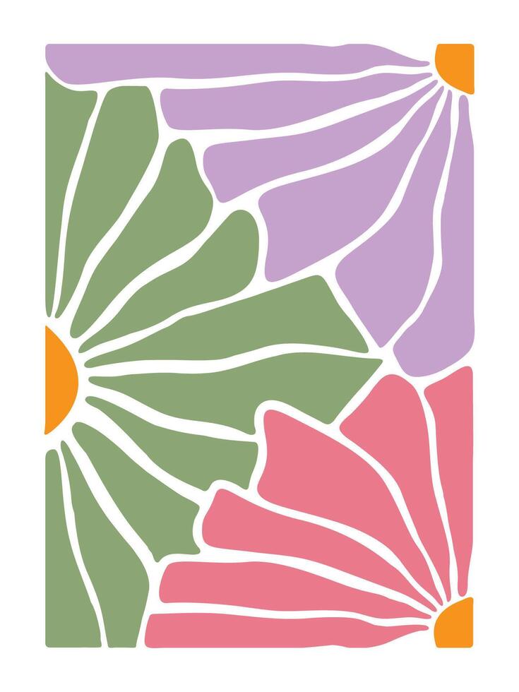 Bohemian Style Floral Illustration in Abstract Form vector