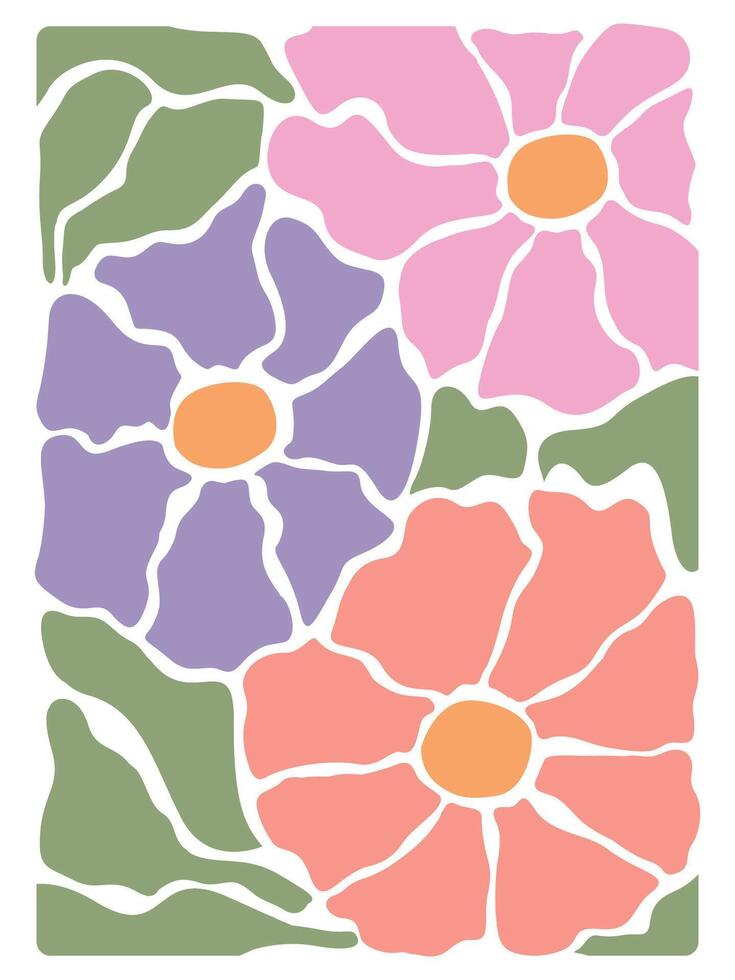 Boho Flower Design with Abstract Shapes and Pastels vector