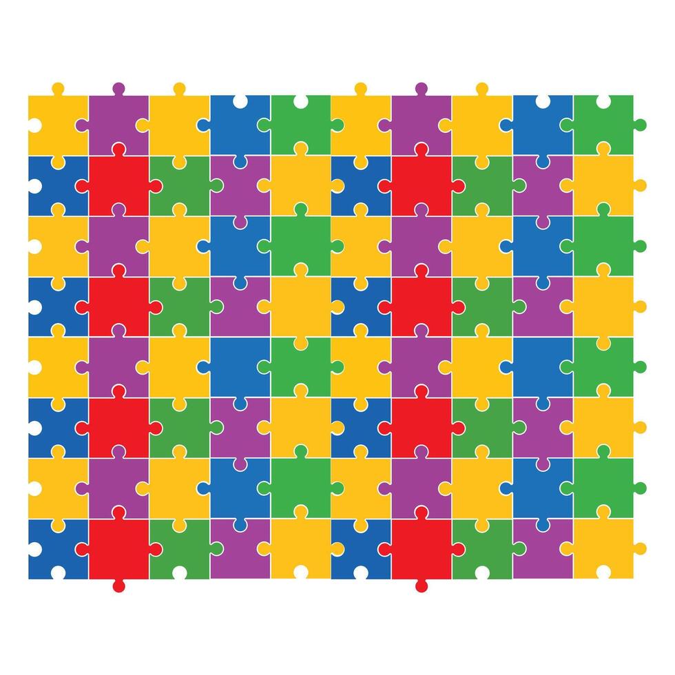 Vibrant Puzzle Clipart Symbolizing Autism Acceptance vector