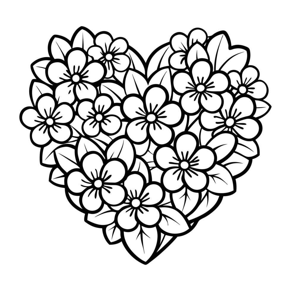 Delicate Leaf and Flower Heart Design Illustration vector