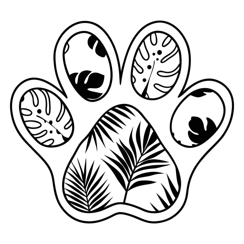 Pastel Floral Dog Paw Print Pet Foot Clipart for DIY Projects vector